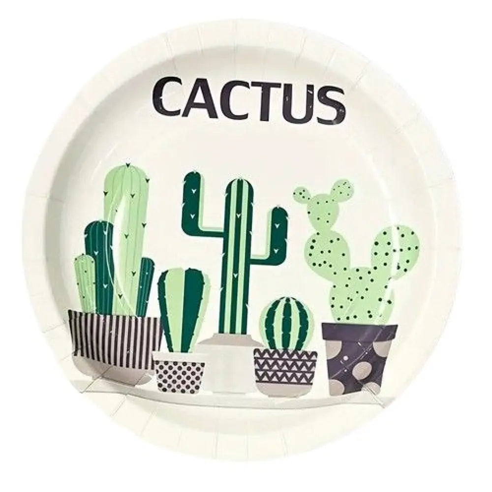 8 Assiettes en Carton D23cm - Cactus
