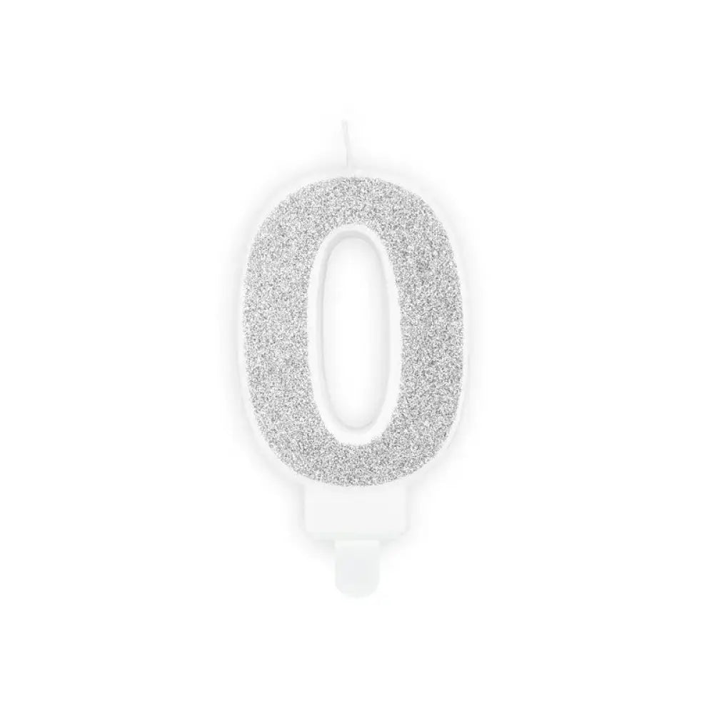 Bougie Chiffre Paillettes "0" - Argent