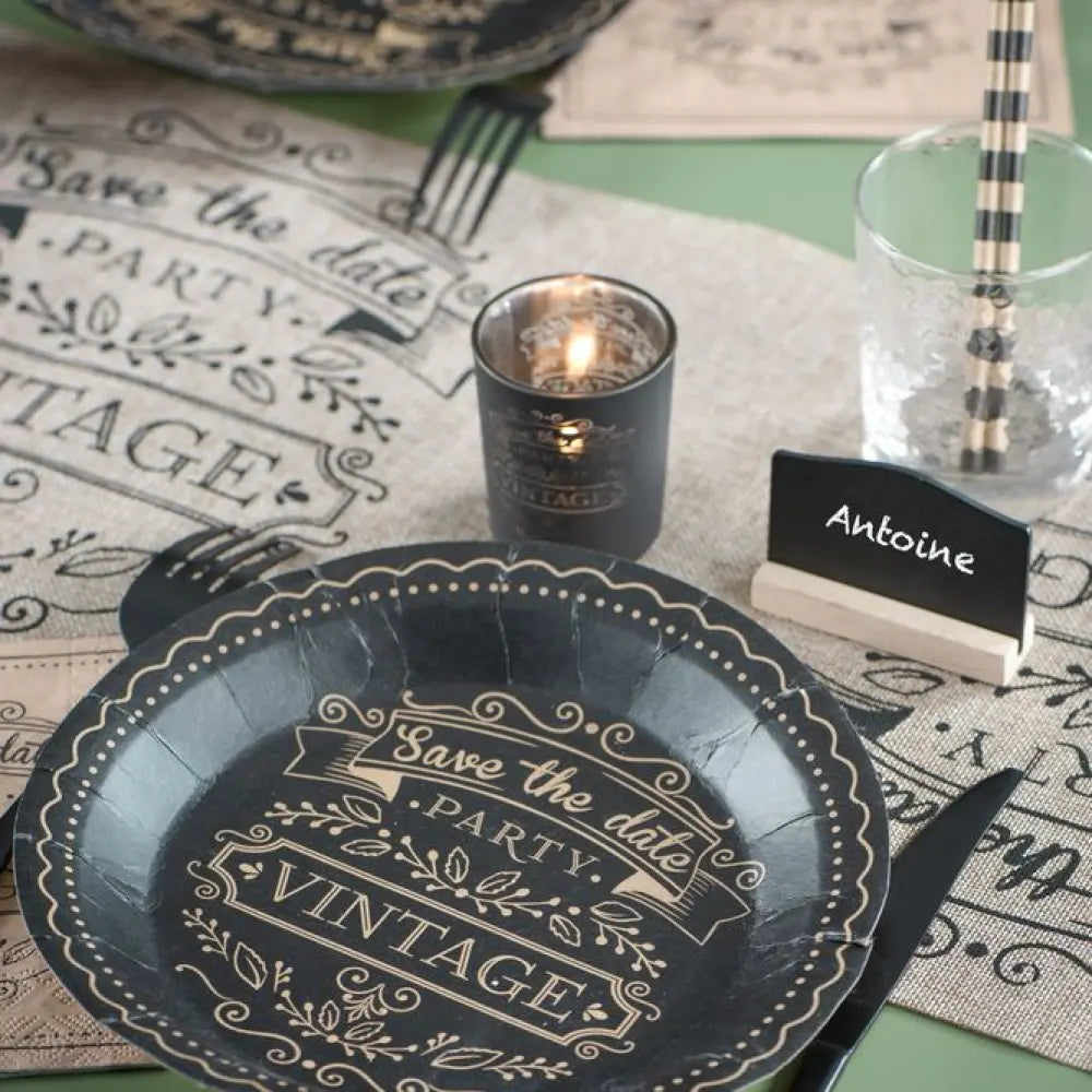 4 Marque Places Ardoise Noir