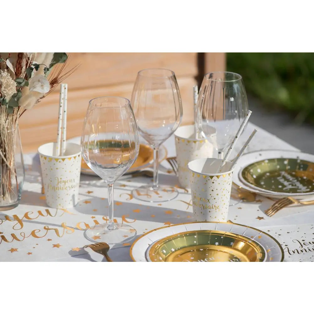 20 Pailles - Joyeux Anniversaire Métal Or