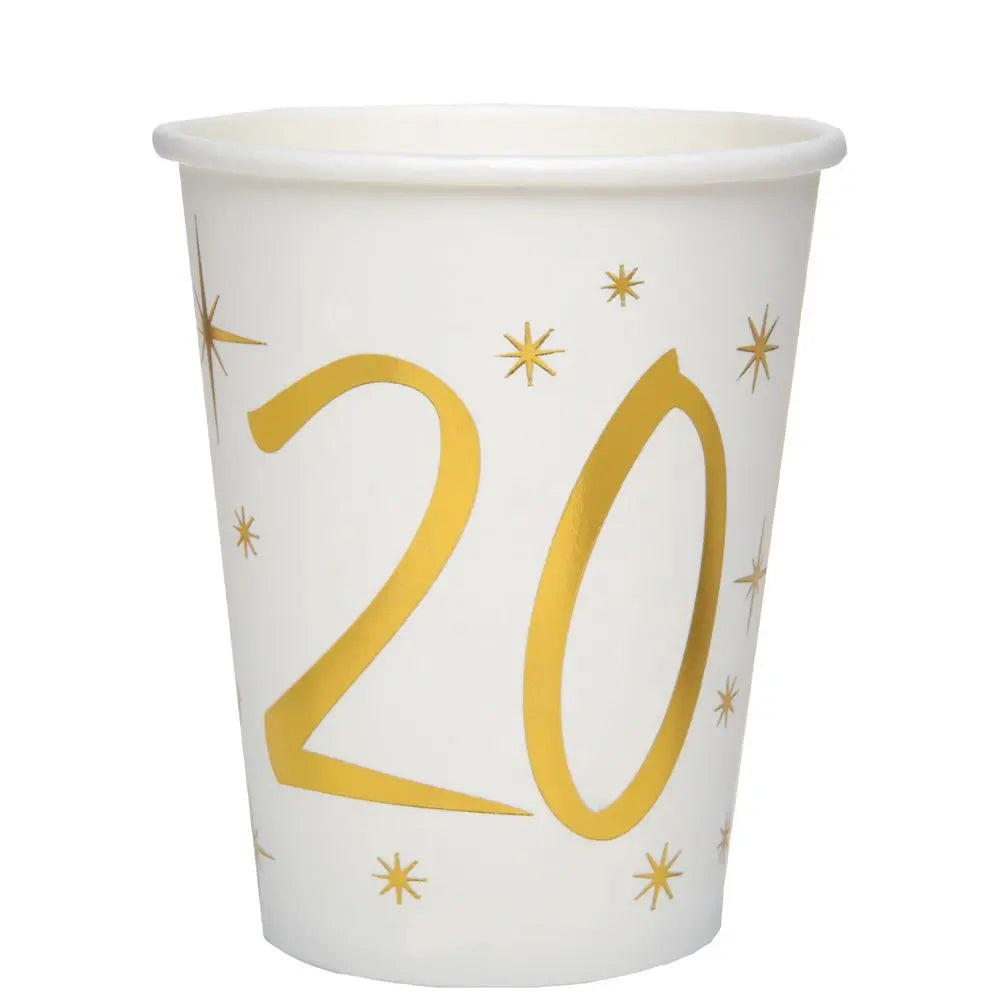 10 Gobelets en Carton 27cl - Etincelant Or - 20 Ans