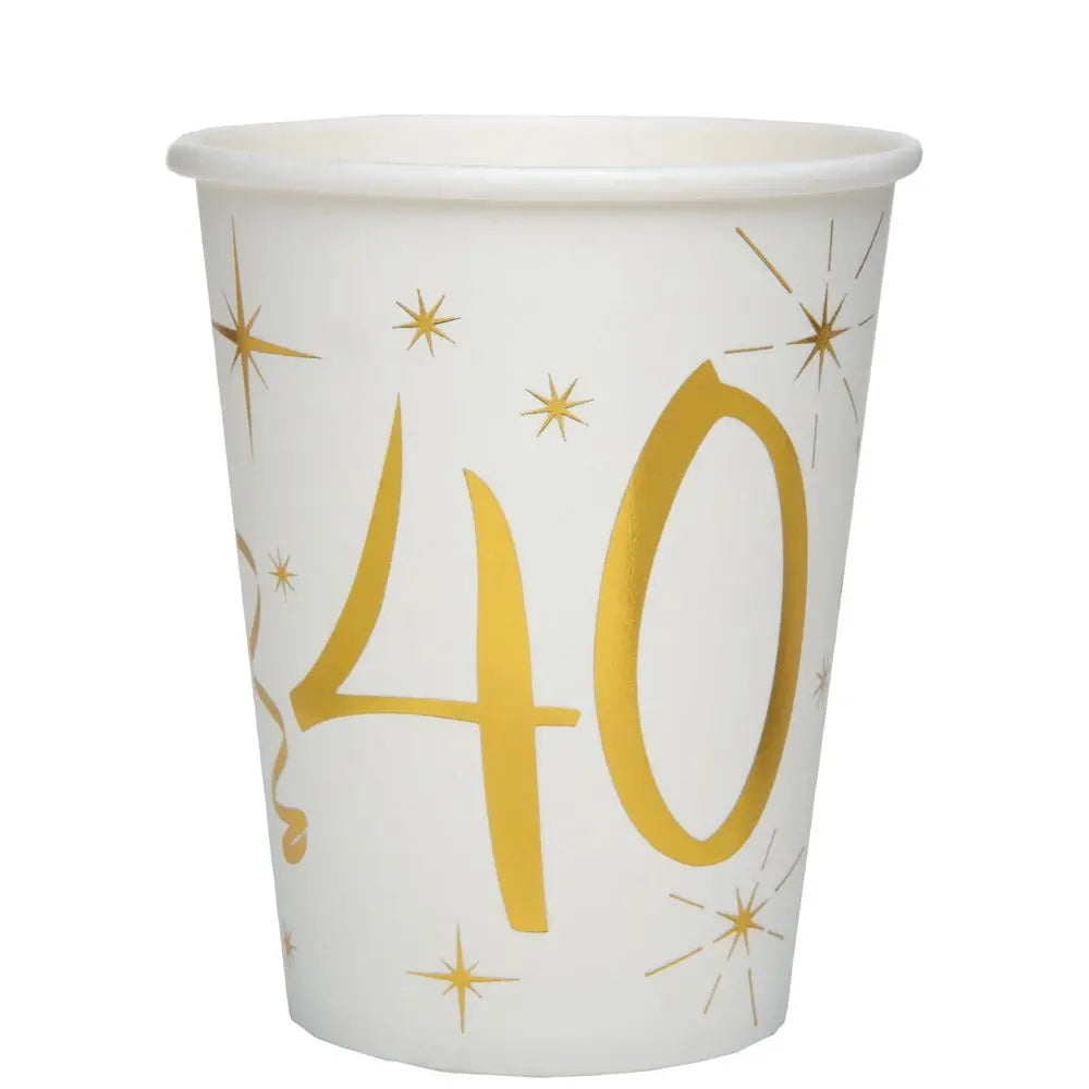 10 Gobelets en Carton 27cl - Etincelant Or - 40 Ans