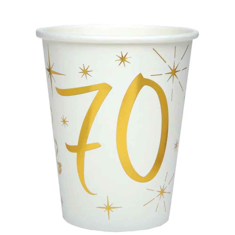 10 Gobelets en Carton 27cl - Etincelant Or - 70 Ans