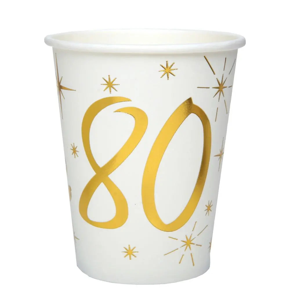 10 Gobelets en Carton 27cl - Etincelant Or - 80 Ans