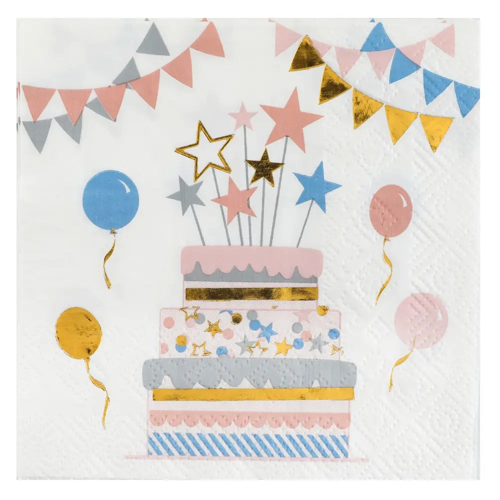 20 Serviettes en Papier 25x25cm - Kitty Party Multicolore