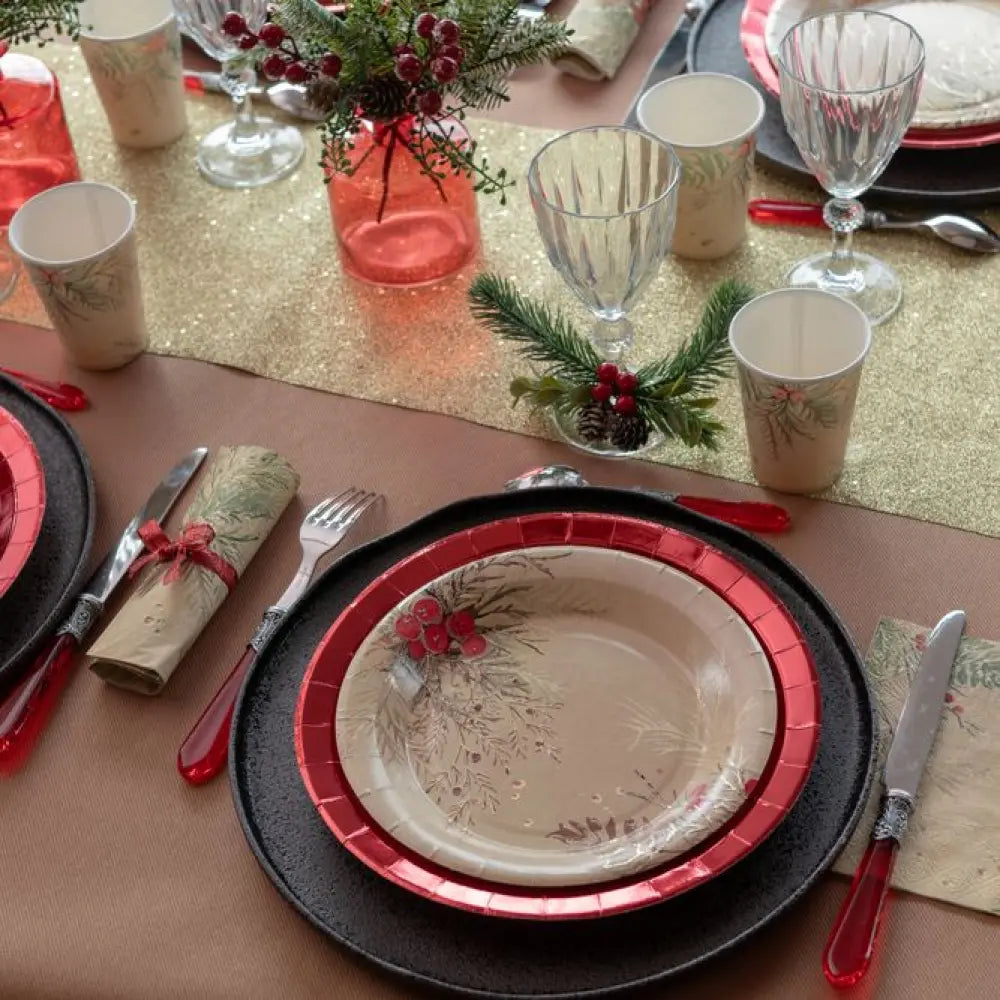 10 Assiettes Brillantes - Rouge - Ø 26 cm