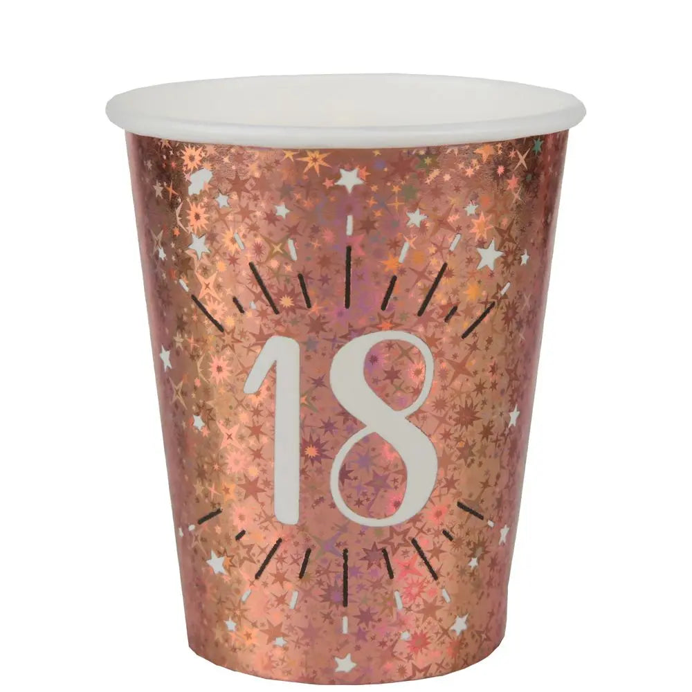 10 Gobelets en Carton 27cl - Etincelant Rose Gold - 18 Ans