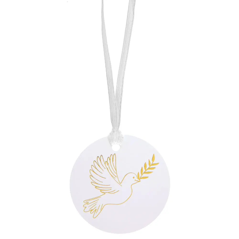 6 Marque-places "colombe" avec ruban - Ø 5 cm