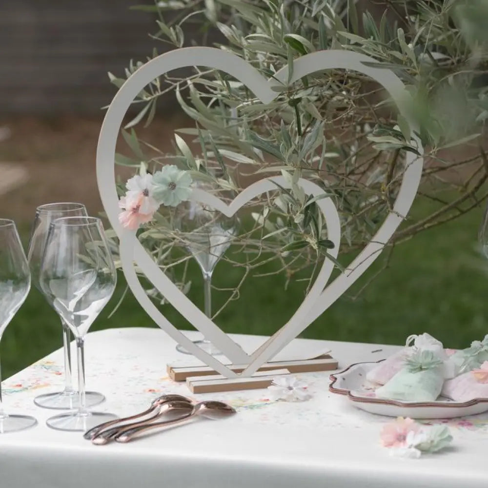 Décor Cœur Blanc 25 x 4 x 24 cm