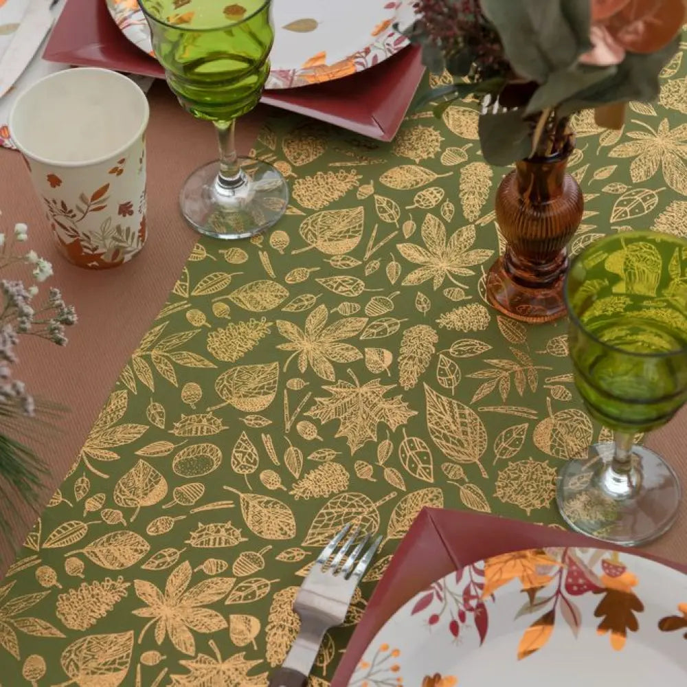 Chemin de table 27cmx2.5m - Automne Doré Mousse