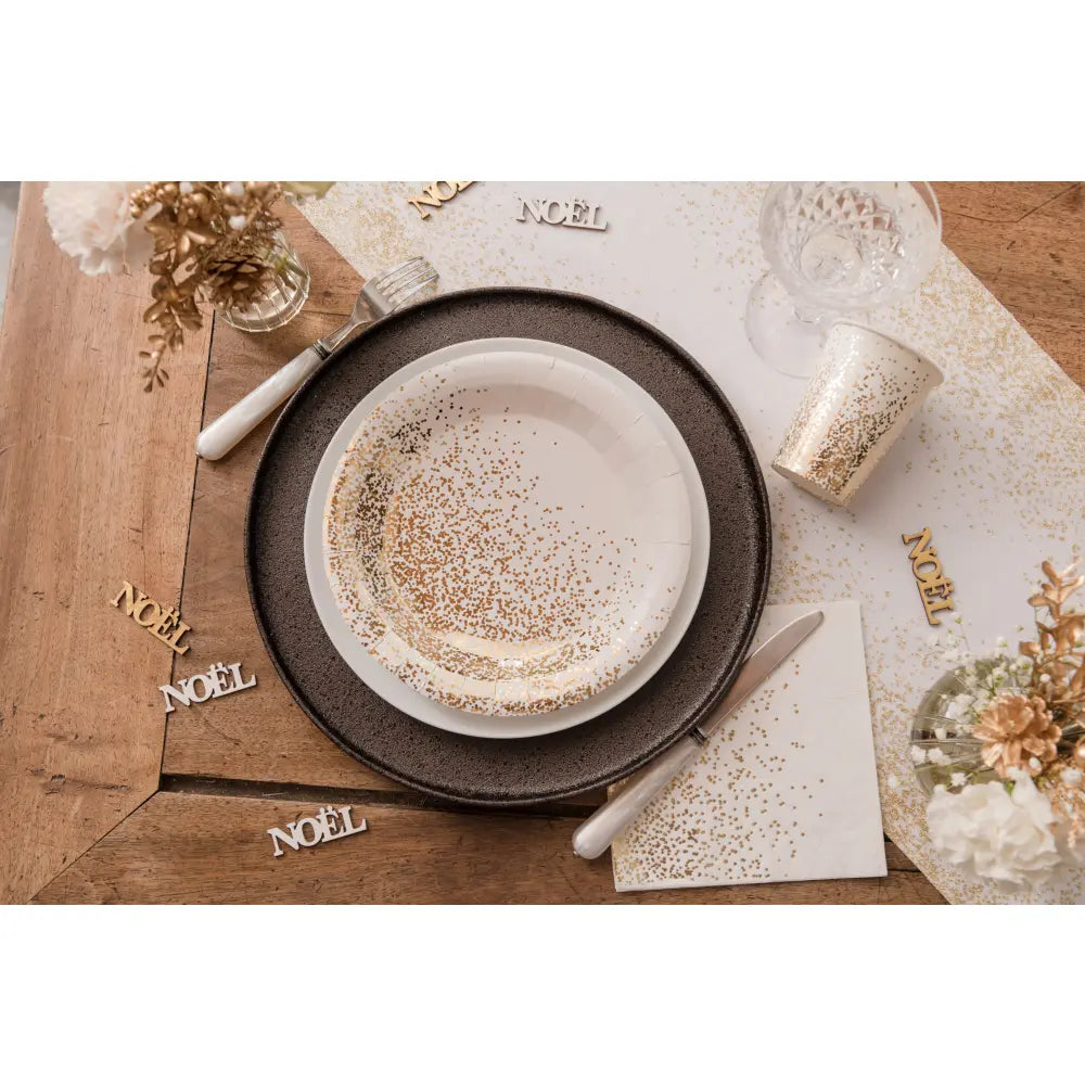 10 Gobelets en Carton 27 cl - Confettis Blanc