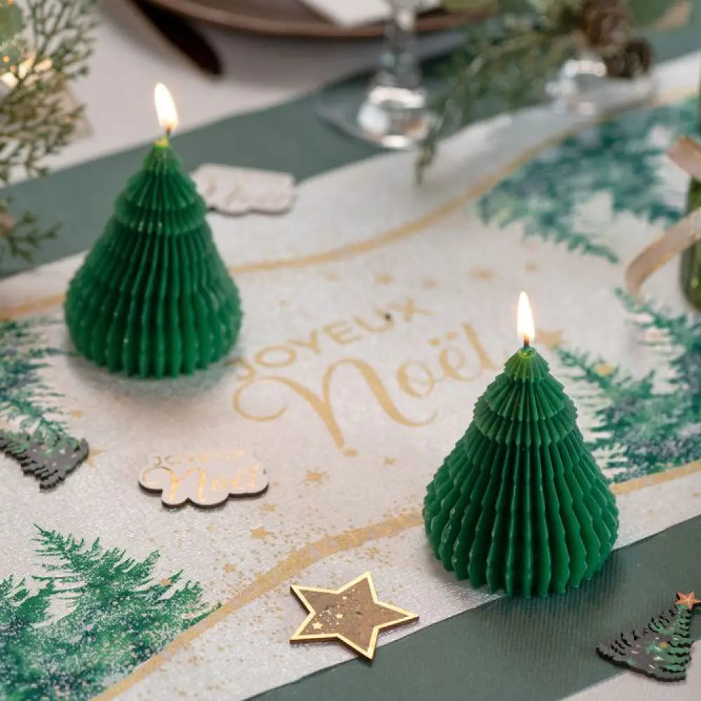 Bougie "Sapin Origami" Vert Sapin - Ø 7 x 12cm