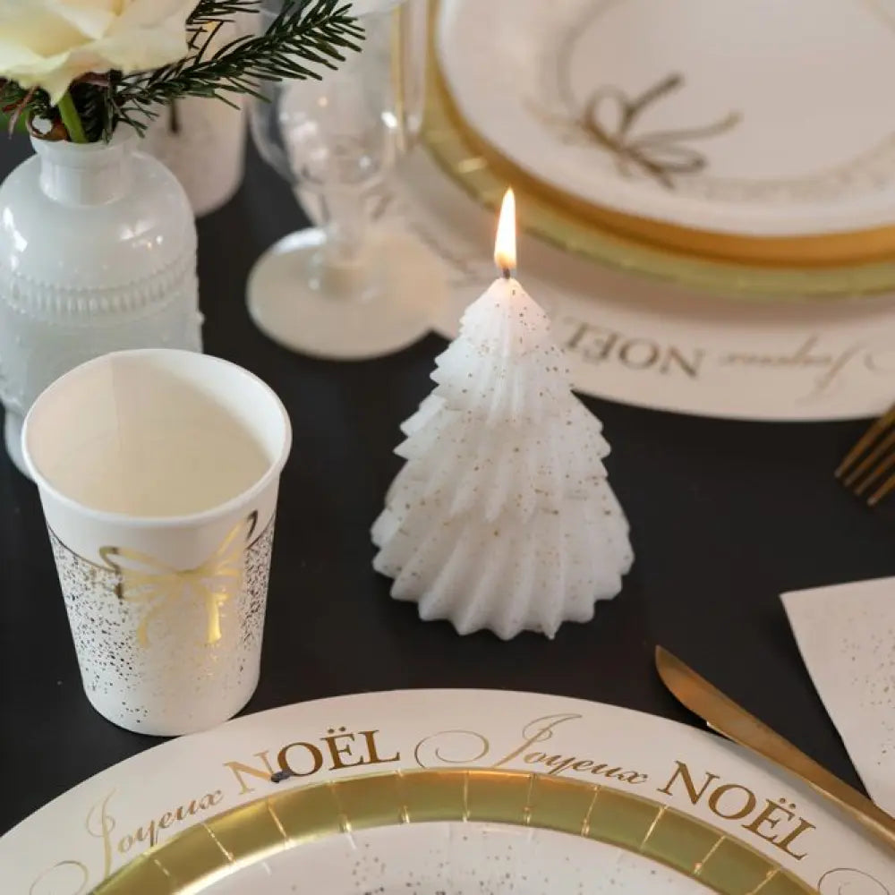 Bougie" Sapin Chic Doré" Or - Ø 7.5 x 12.5cm