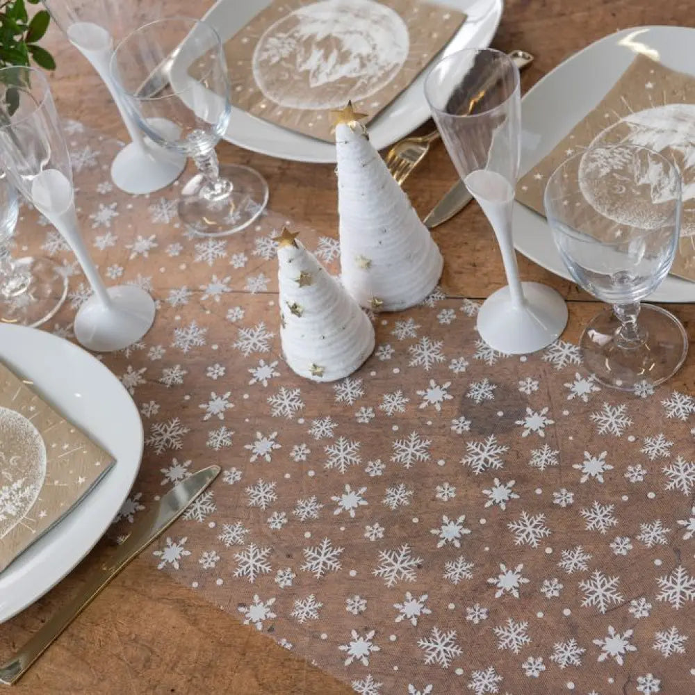Chemin de Table "Flocon" Blanc - 27cm x 5m