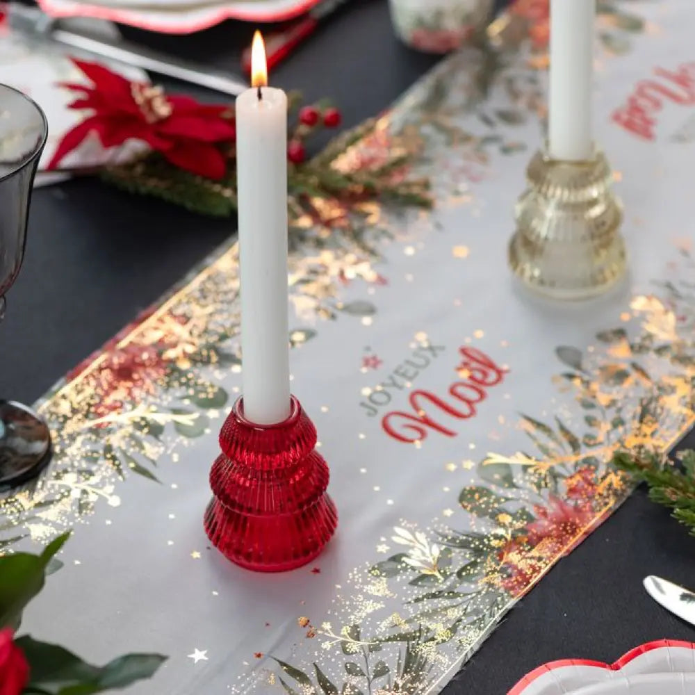 Petit Bougeoir "Sapin" Rouge - Ø 6 x 7.5cm