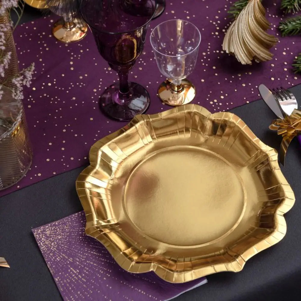 10 Sous Assiettes "Festonné Brillante" Or - 27.5x27.5cm