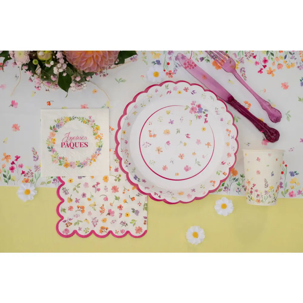 12 Petites Serviettes en Papier 25cm - Printemps Multicolore