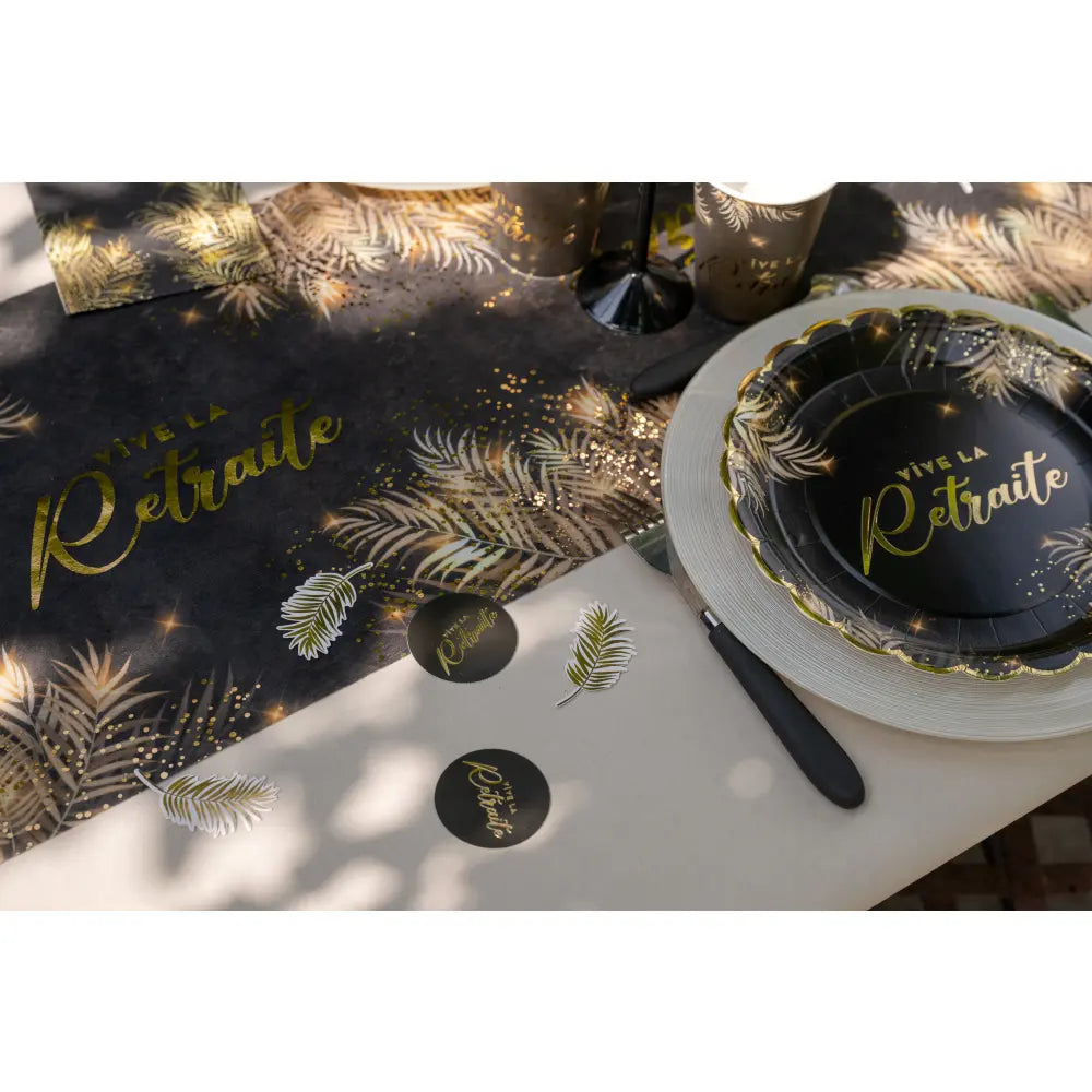 Chemin de Table "Retraite Dorée" - Noir - 2,5mx30cm