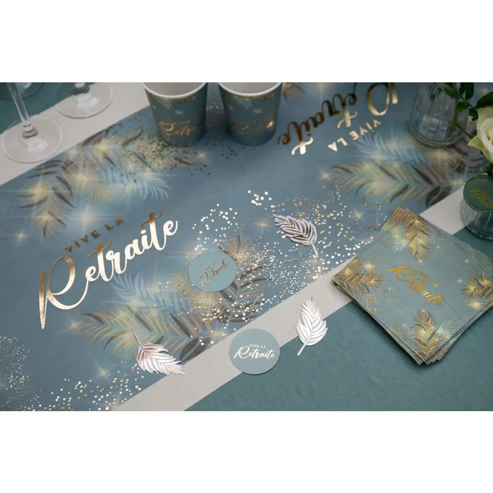25 Décos à Parsemer "Retraite Dorée Céladon" - 5x5cm & Ø5cm