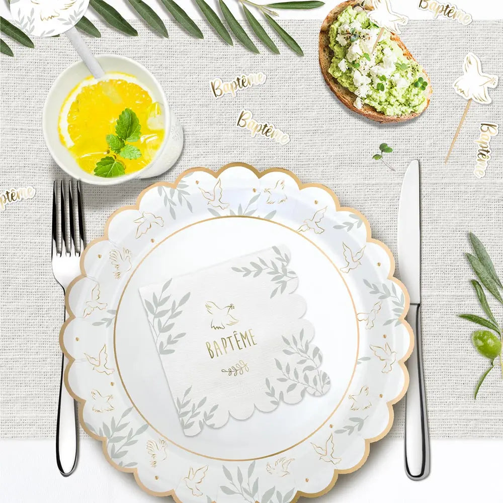 10 Serviettes en Papier 25x25cm - "Baptême"