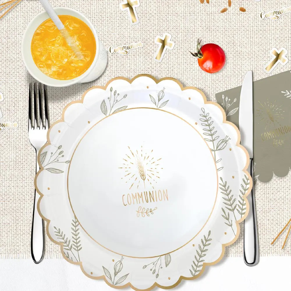 6 Assiettes en Carton D23cm - "Communion"