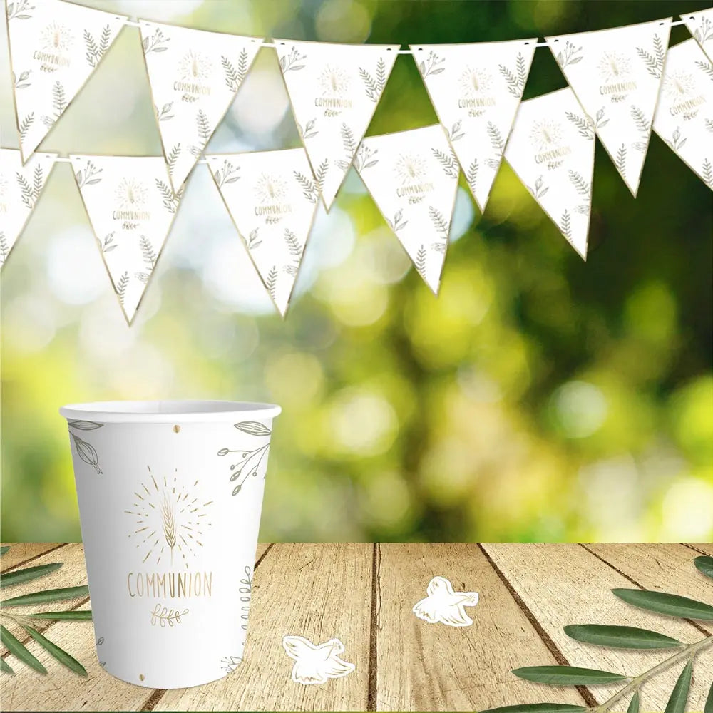 Guirlande Fanions en carton "Communion" Or - 3 m