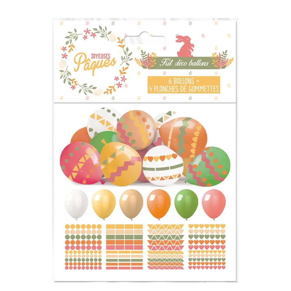 6 Ballons & Gommettes - Kit Déco "Pâques"
