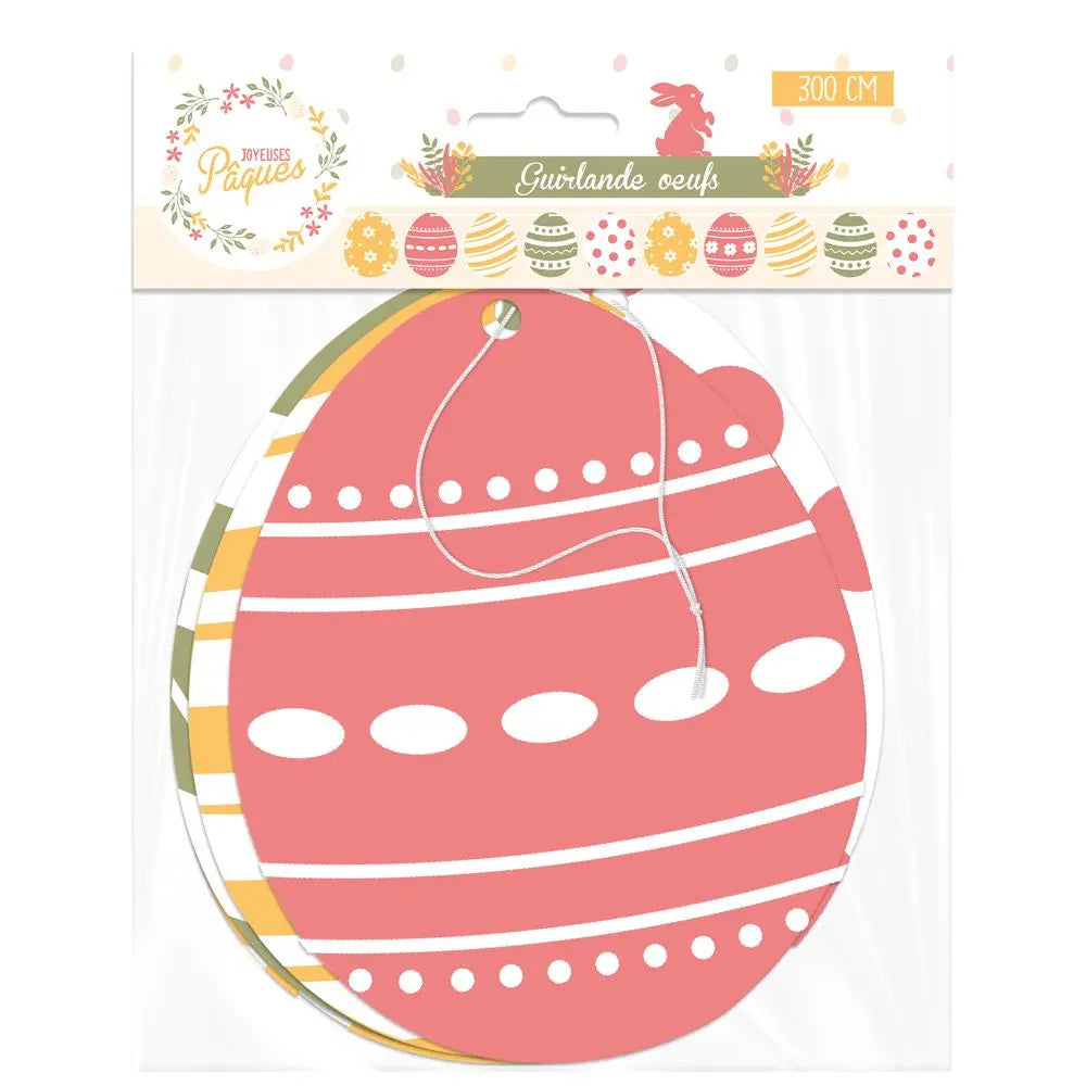 Guirlande 10 fanions en carton "Oeufs de Pâques" - 3 m - 10 fanions 15 x 21 cm