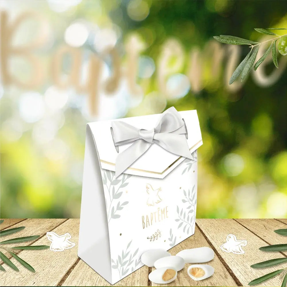 6 Boites à dragées "Baptême" - 8 x 9 cm