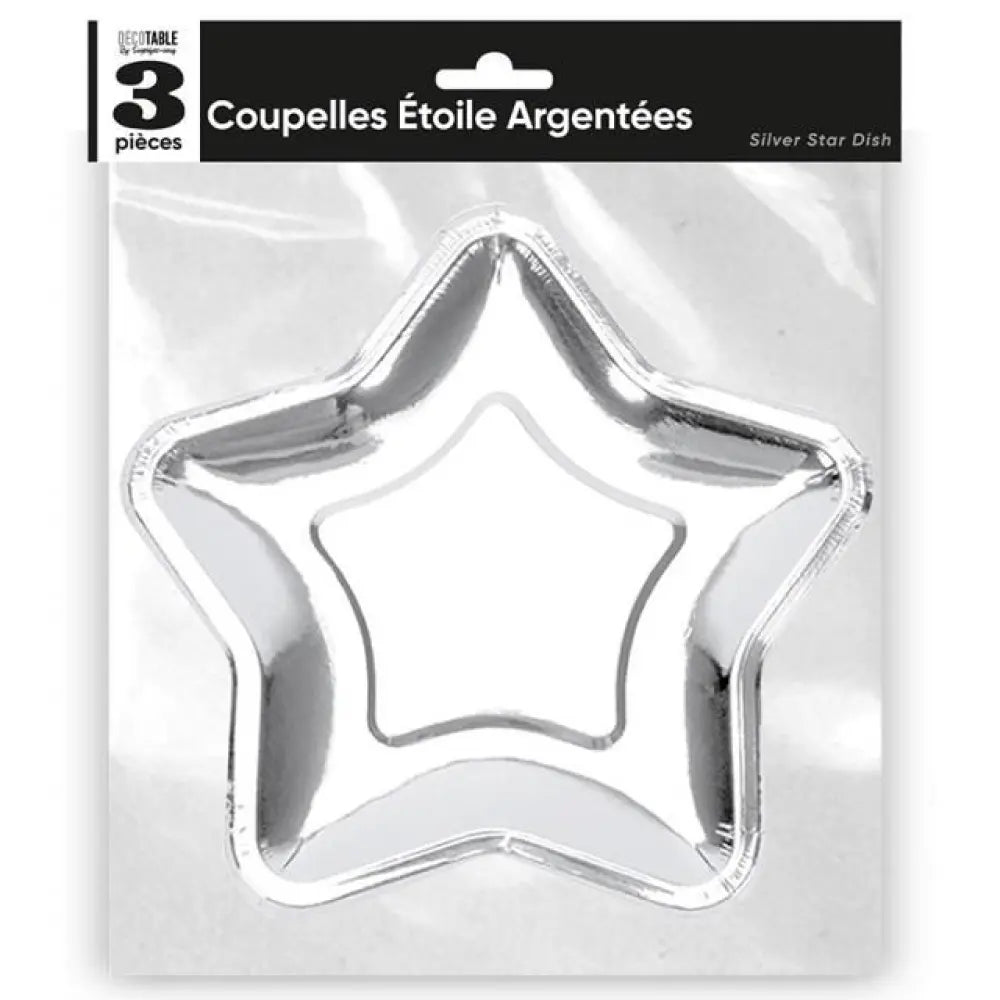 3 Coupelles Etoile en Carton - Argent