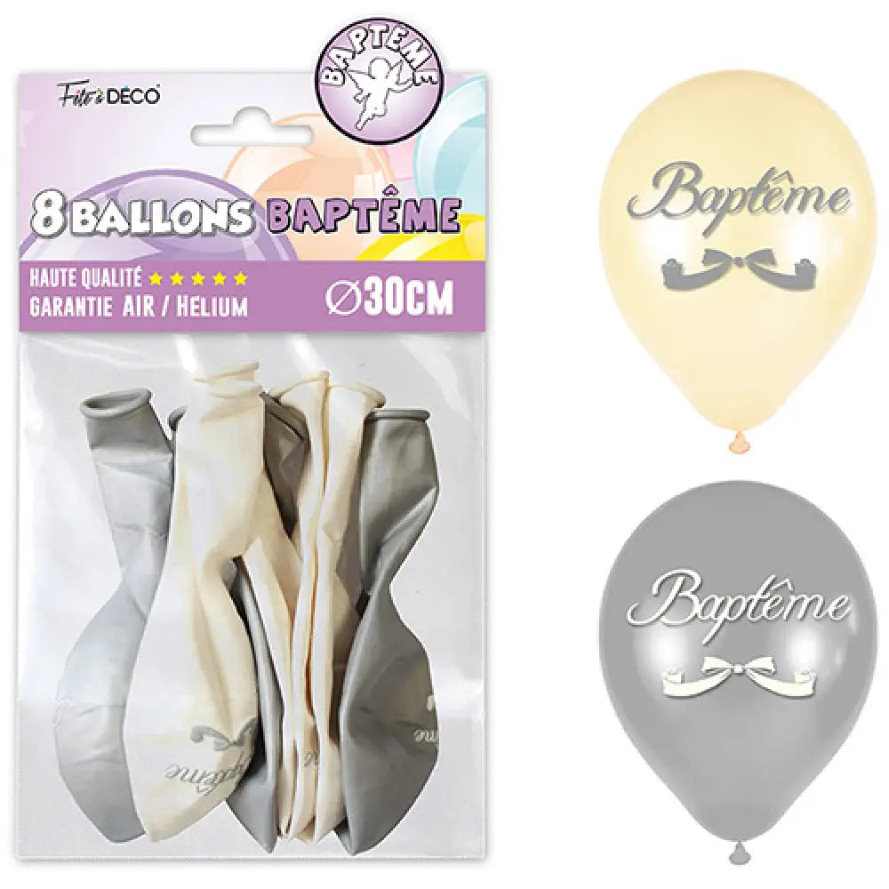 8 Ballons "Baptême" - Ø 30 cm