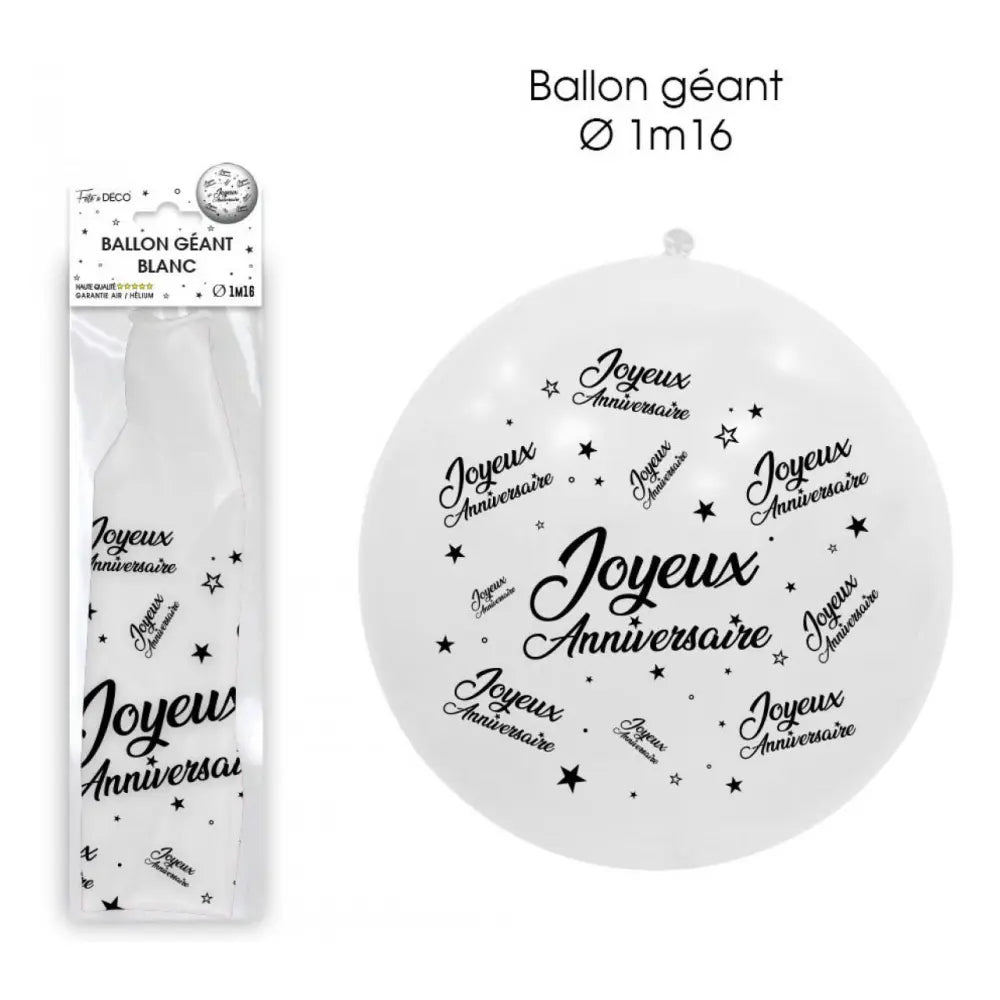 Ballon Géant Joyeux Anniversaire - Blanc