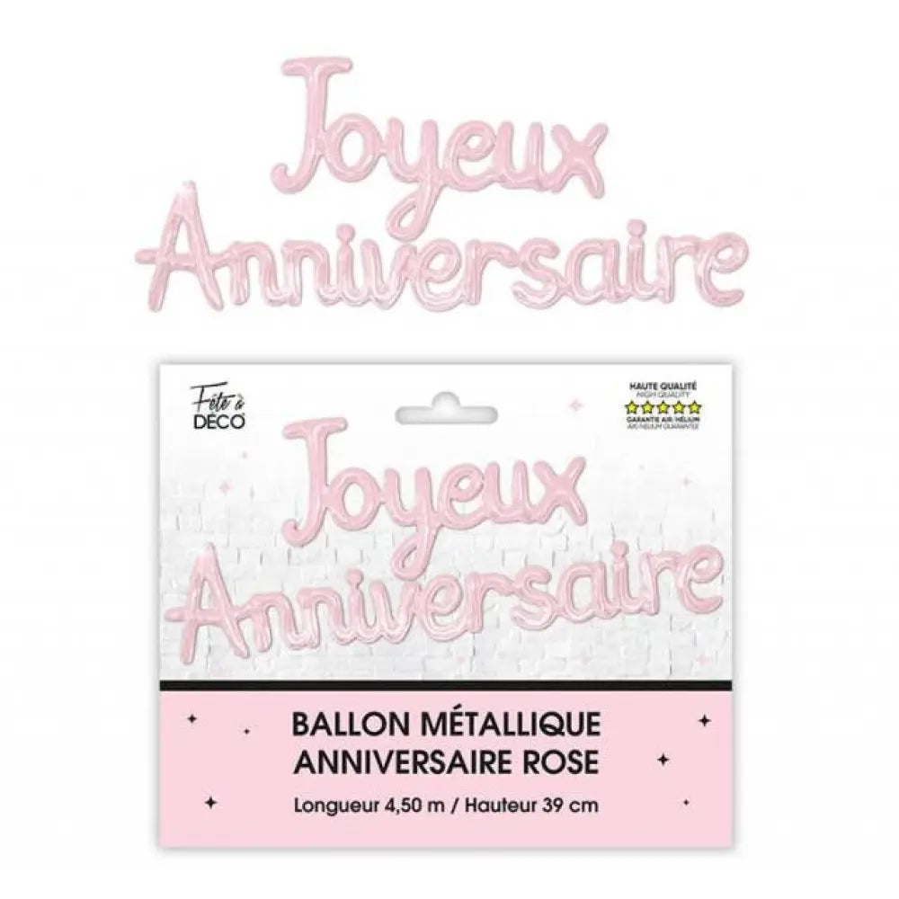 Ballon Guirlande "Joyeux Anniversaire" - Rose