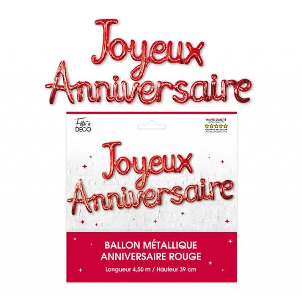 Ballon Guirlande "Joyeux Anniversaire" - Métallisé Rouge