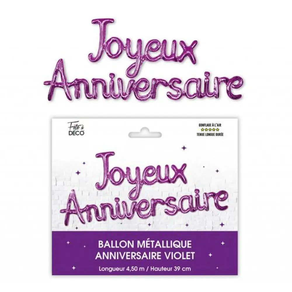 Ballon Guirlande "Joyeux Anniversaire" - Métallisé Violet
