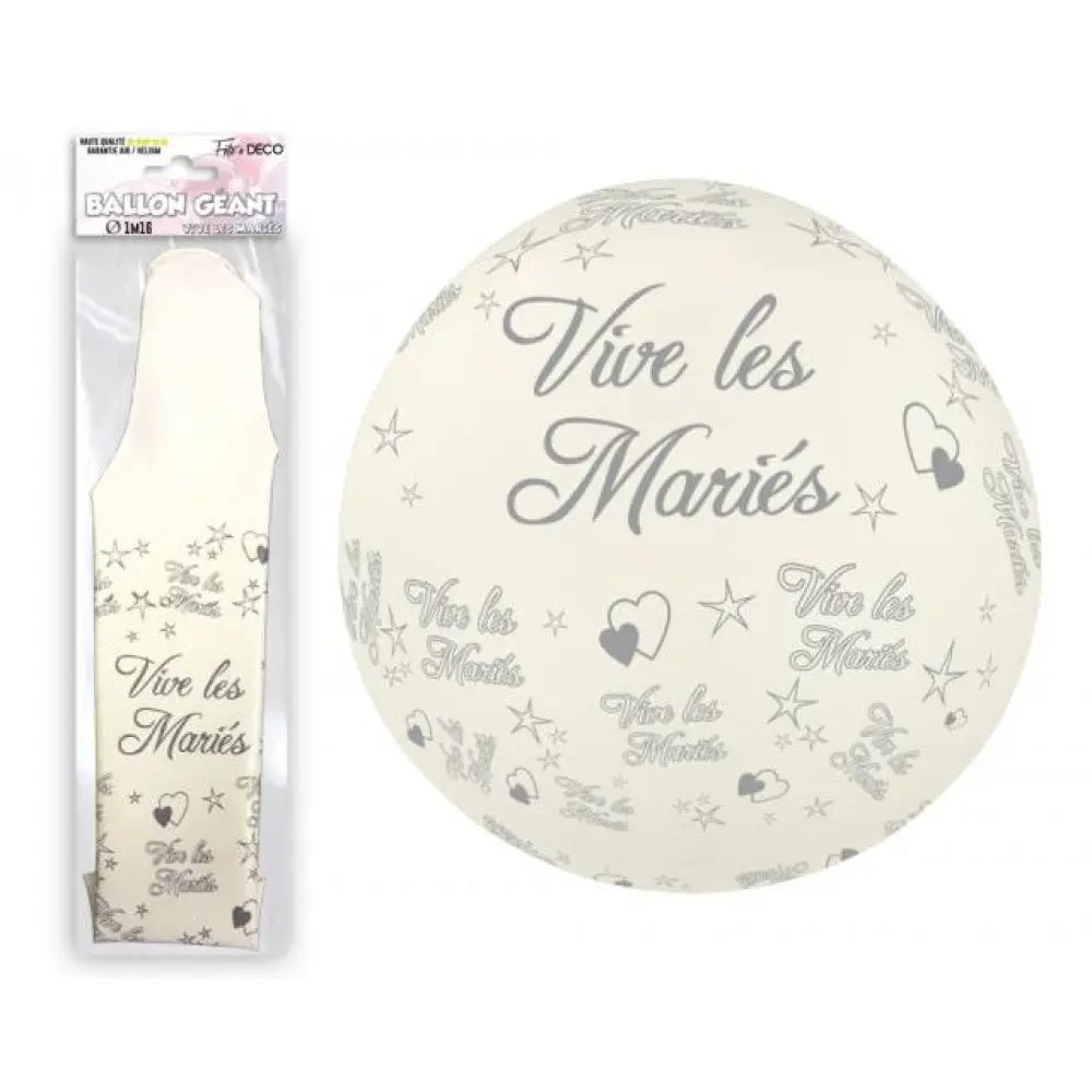 Ballon Géant "Vive les Mariés" - Blanc