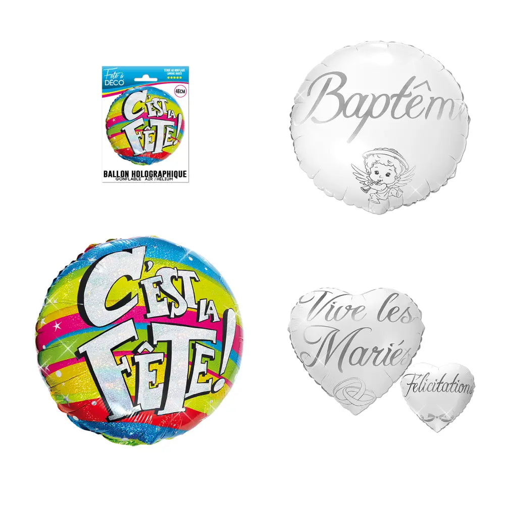 Ballon métallique "Baptême" - Ø 46 cm