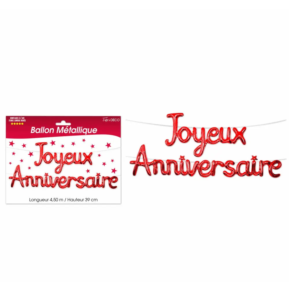 Ballon Alu ''Joyeux Anniversaire'' - Rouge