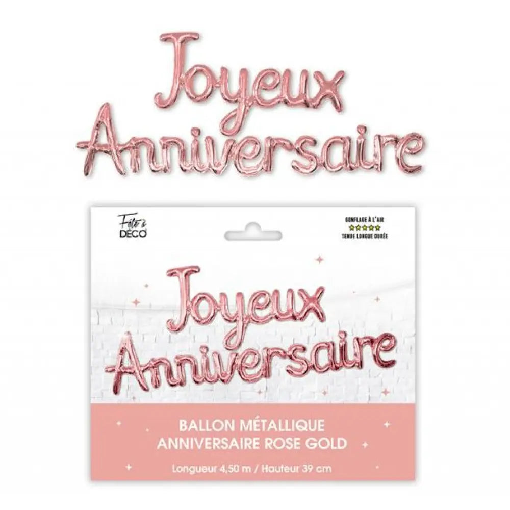 Ballon Alu ''Joyeux Anniversaire'' - Rose Gold