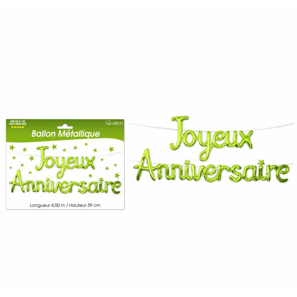 Ballon Alu ''Joyeux Anniversaire'' - Vert
