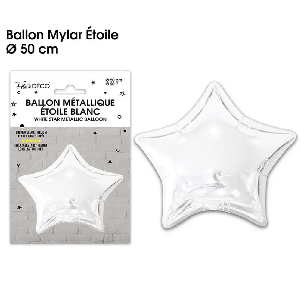 Ballon Alu Etoile 50cm - Blanc