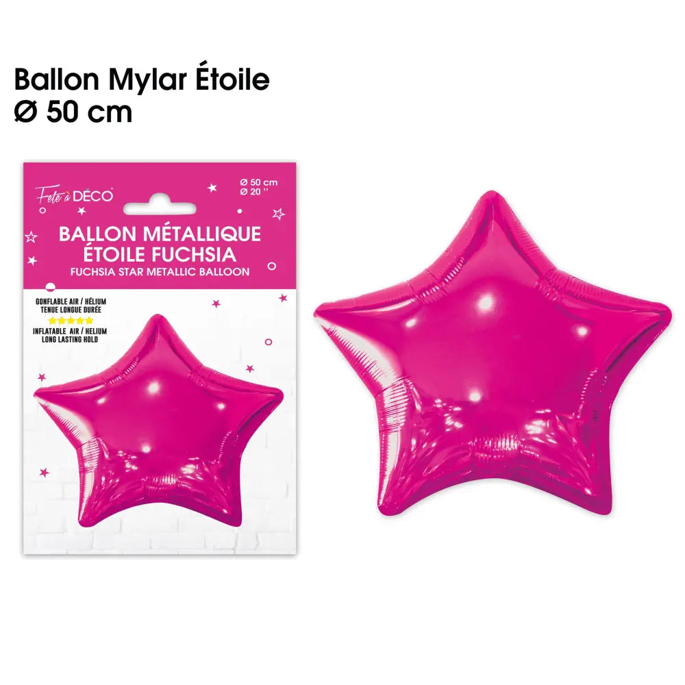 Ballon Alu Etoile 50cm - Fuchsia