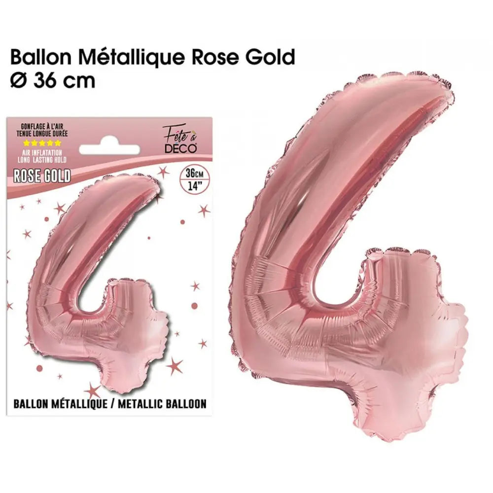 Ballons métalliques Rose Gold Chiffre - 4