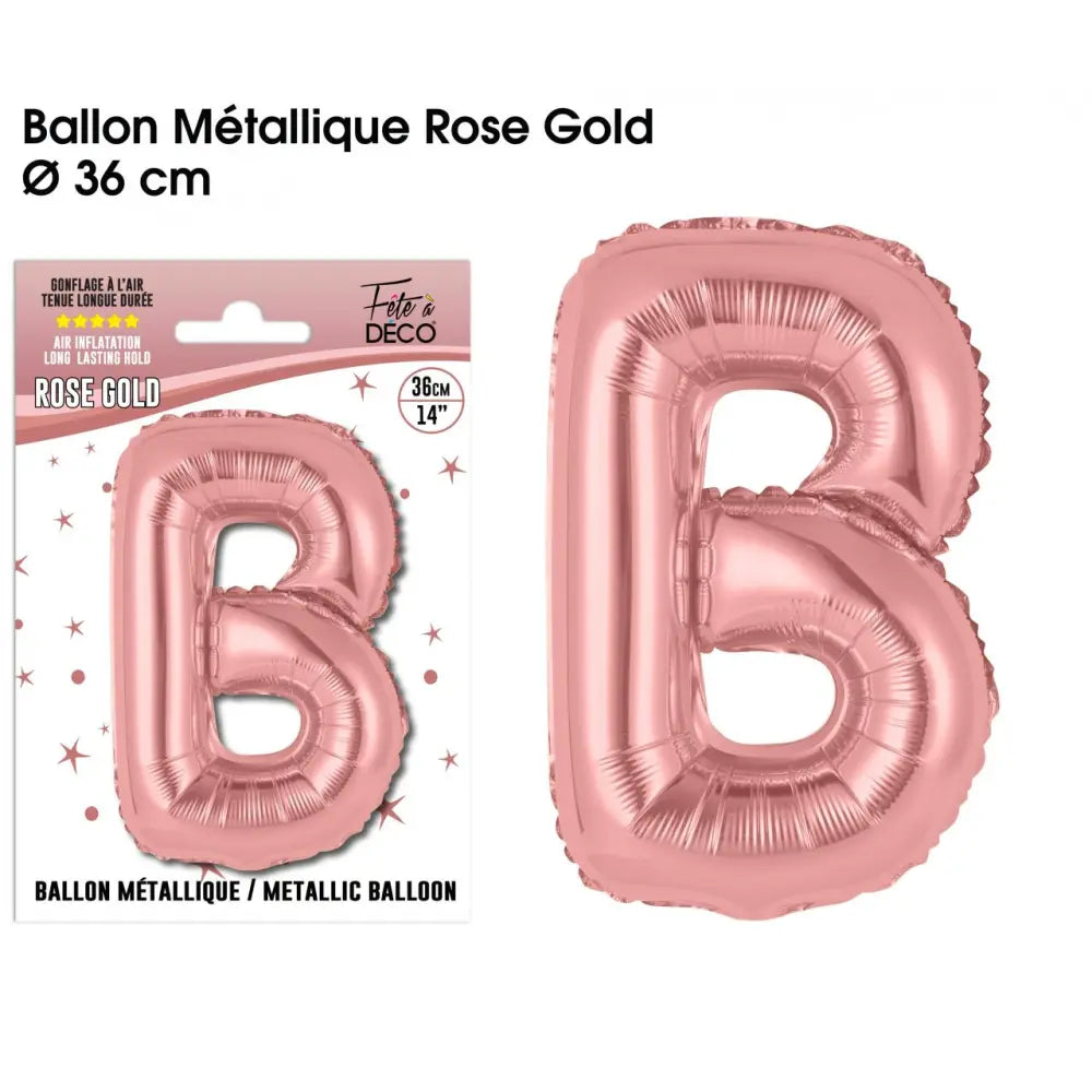 Ballon métallique Rose Gold Lettres et Symboles - B
