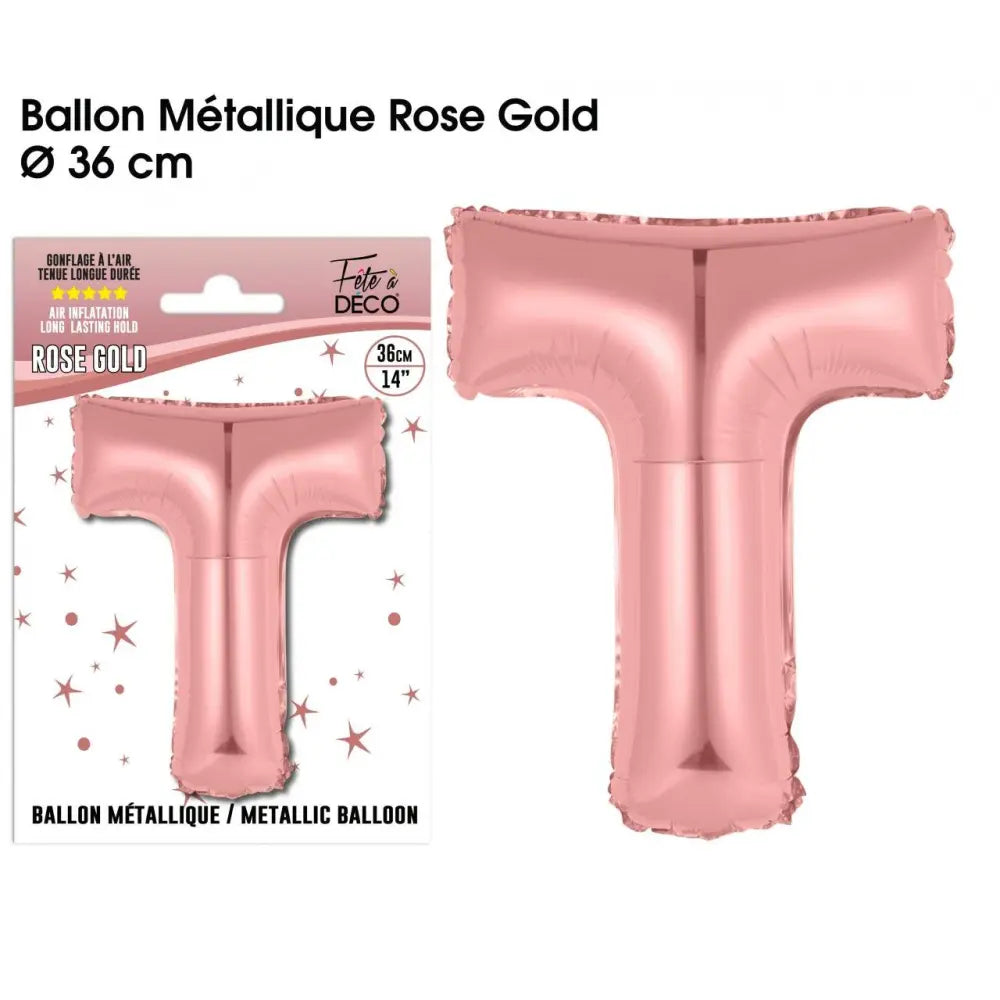 Ballon métallique Rose Gold Lettres et Symboles - T