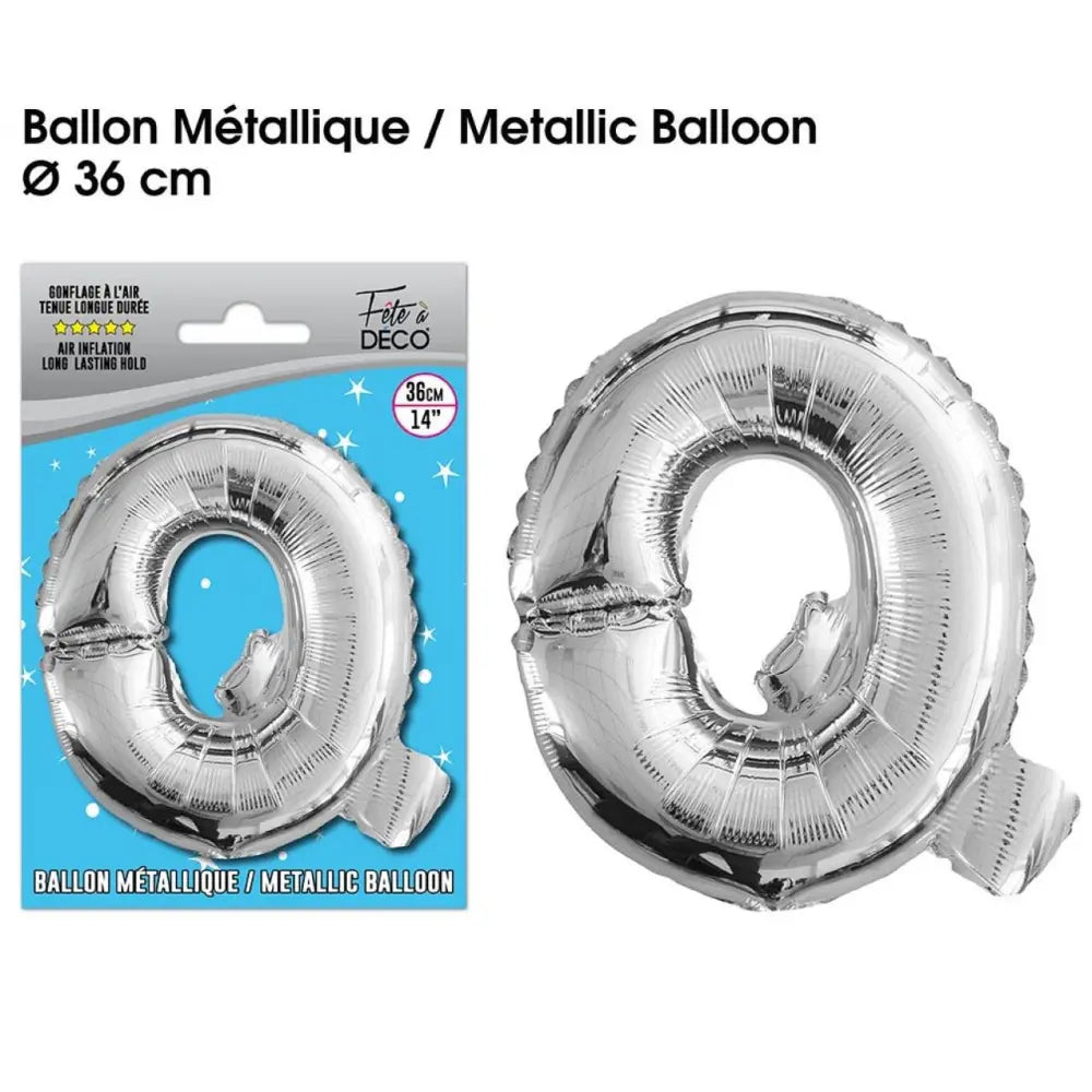 Ballon métallique Argent Lettres et Symboles - Q