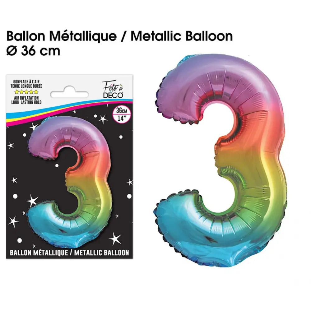 Ballon Métallique Multicolore - 36cm : 3