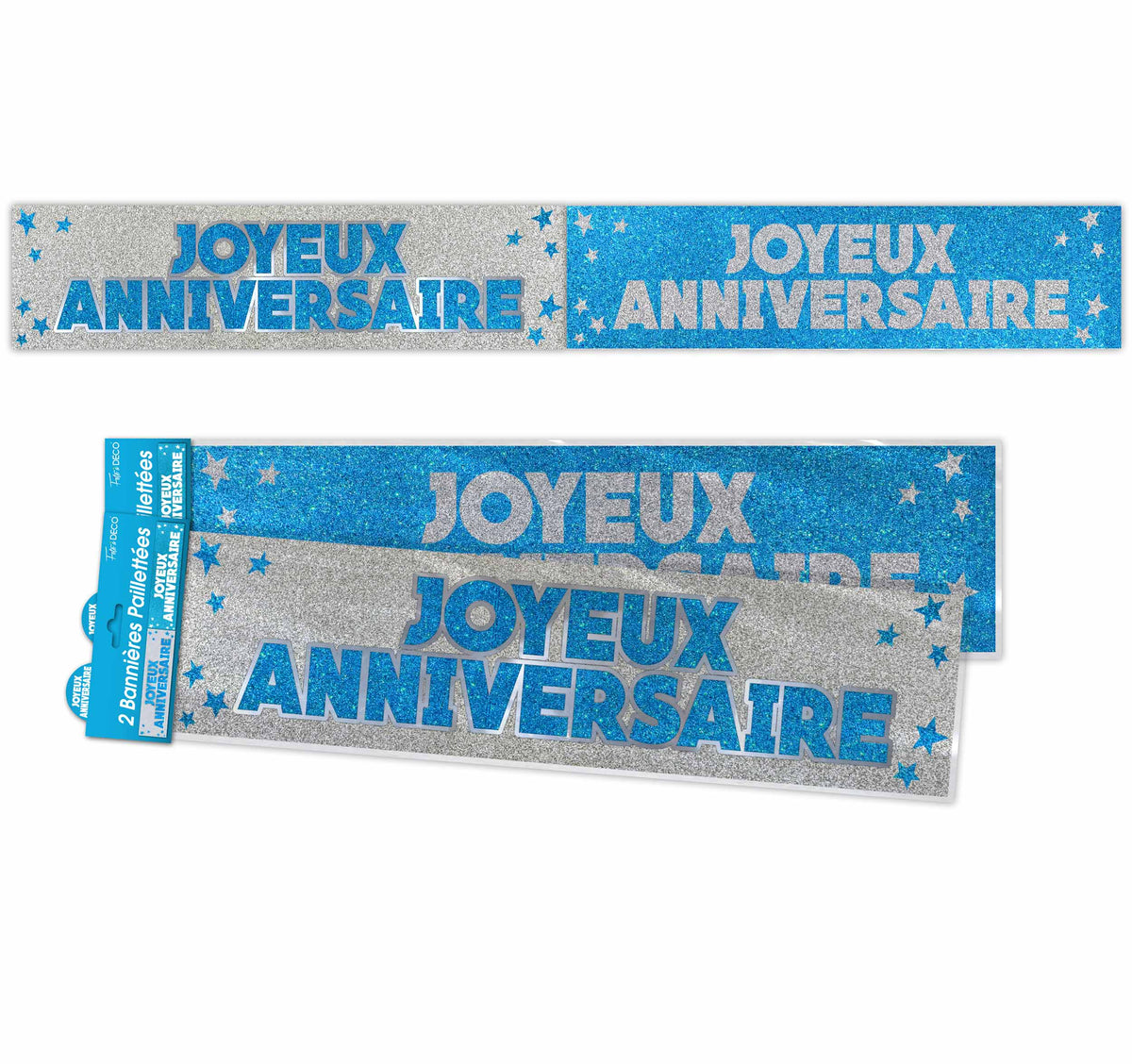 Bannières pailletées Joyeux Anniversaire