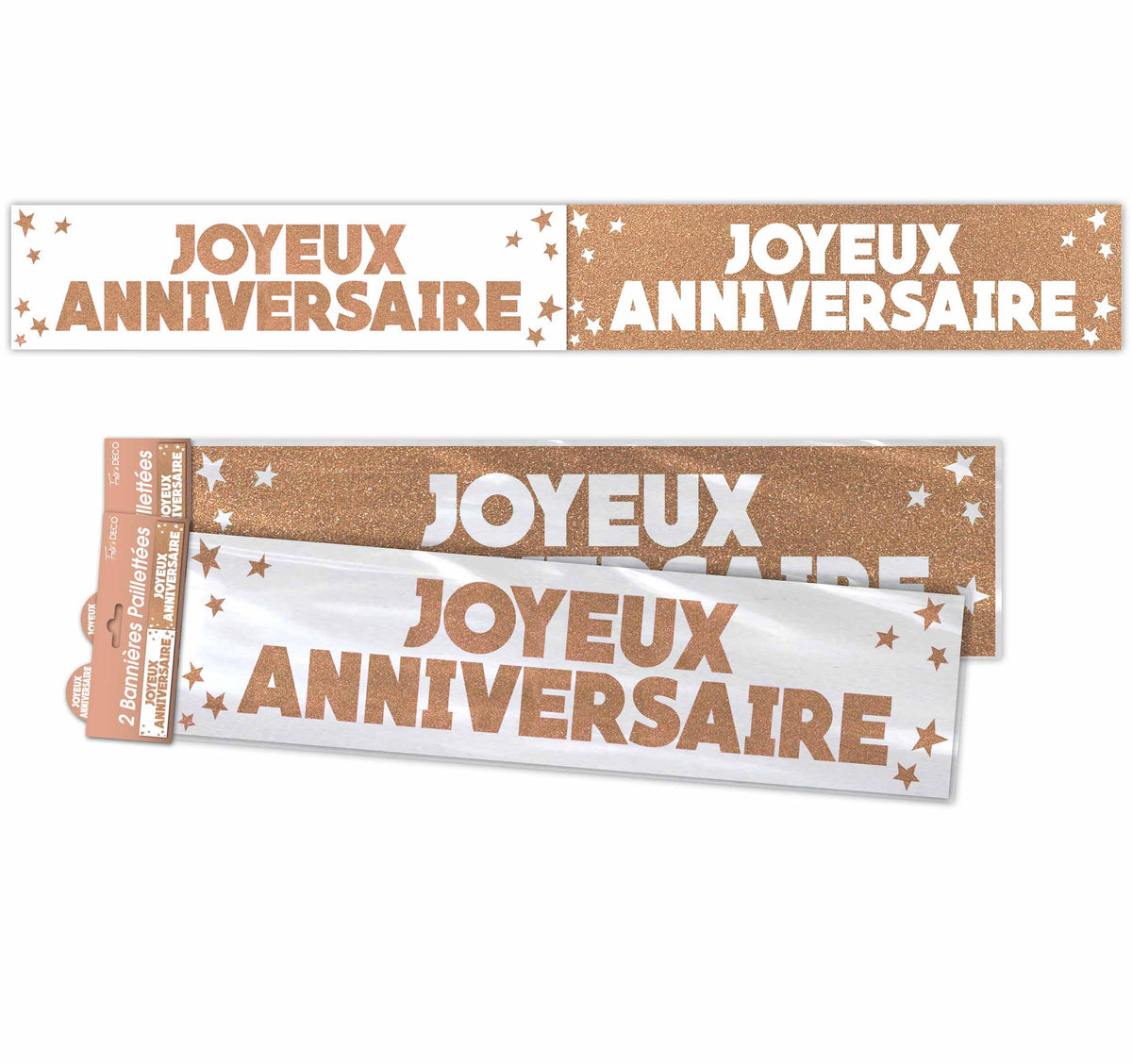 Bannières pailletées Joyeux Anniversaire