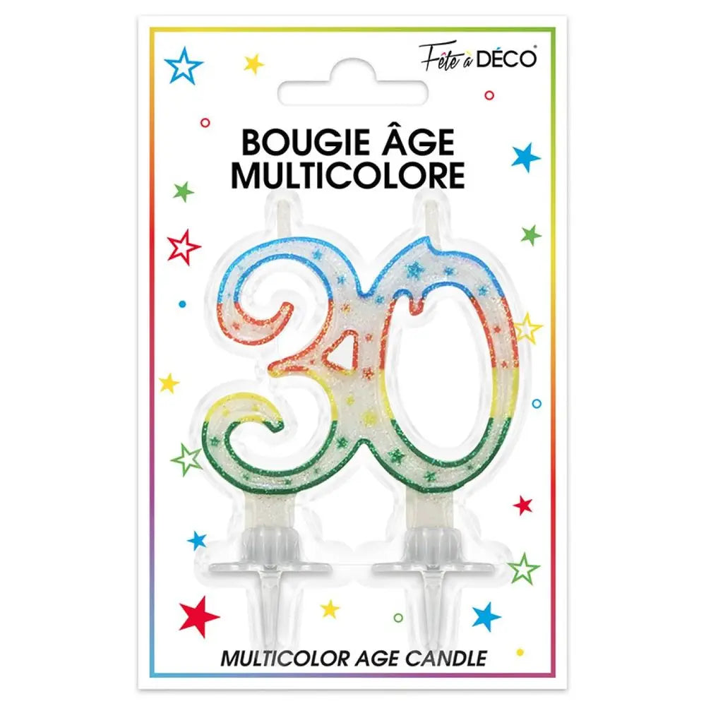 Bougie "30" - Multicolore